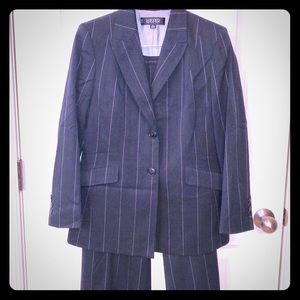 Black Pantsuit with Brown Pinstripes by Kasper